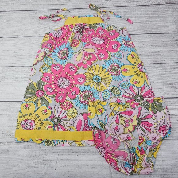 Hanna Anderssen Girls 2T Colorful Ribbon Accented Floral Dress &‎ Bummie - Picture 1 of 6